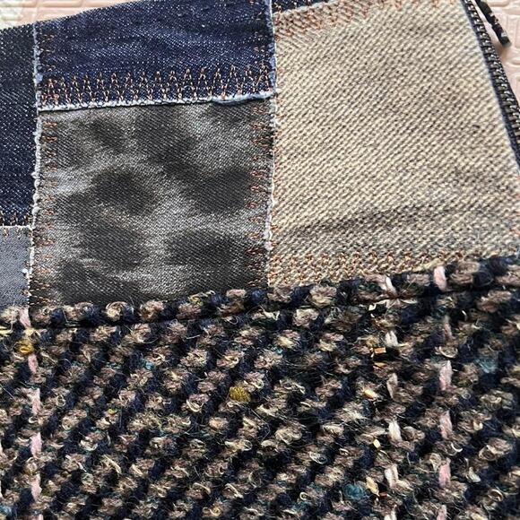 Save The Queen Patchwork Wool Blend Skirt Italy Multicolor Tweed Denim 17” - Picture 3 of 6